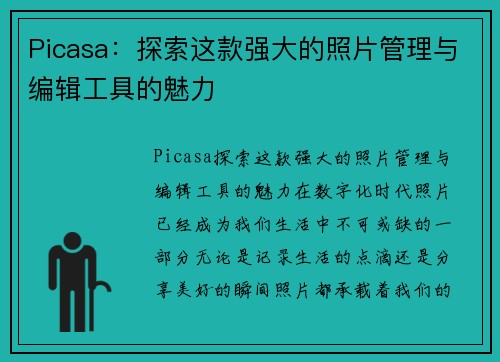 Picasa：探索这款强大的照片管理与编辑工具的魅力